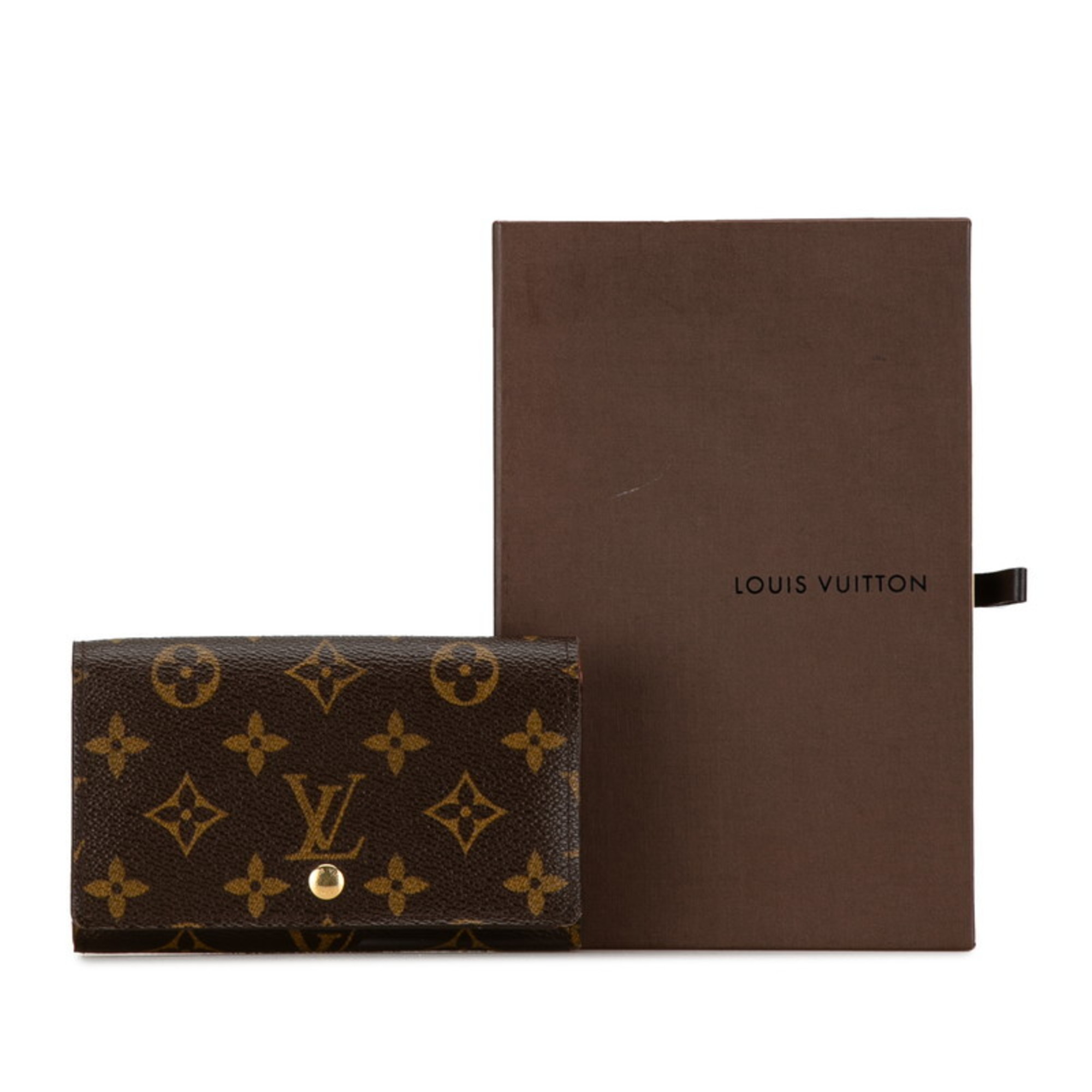 Louis Vuitton Monogram Porte Monnaie Bi-fold Wallet M61730 Brown PVC Leather Women's LOUIS VUITTON