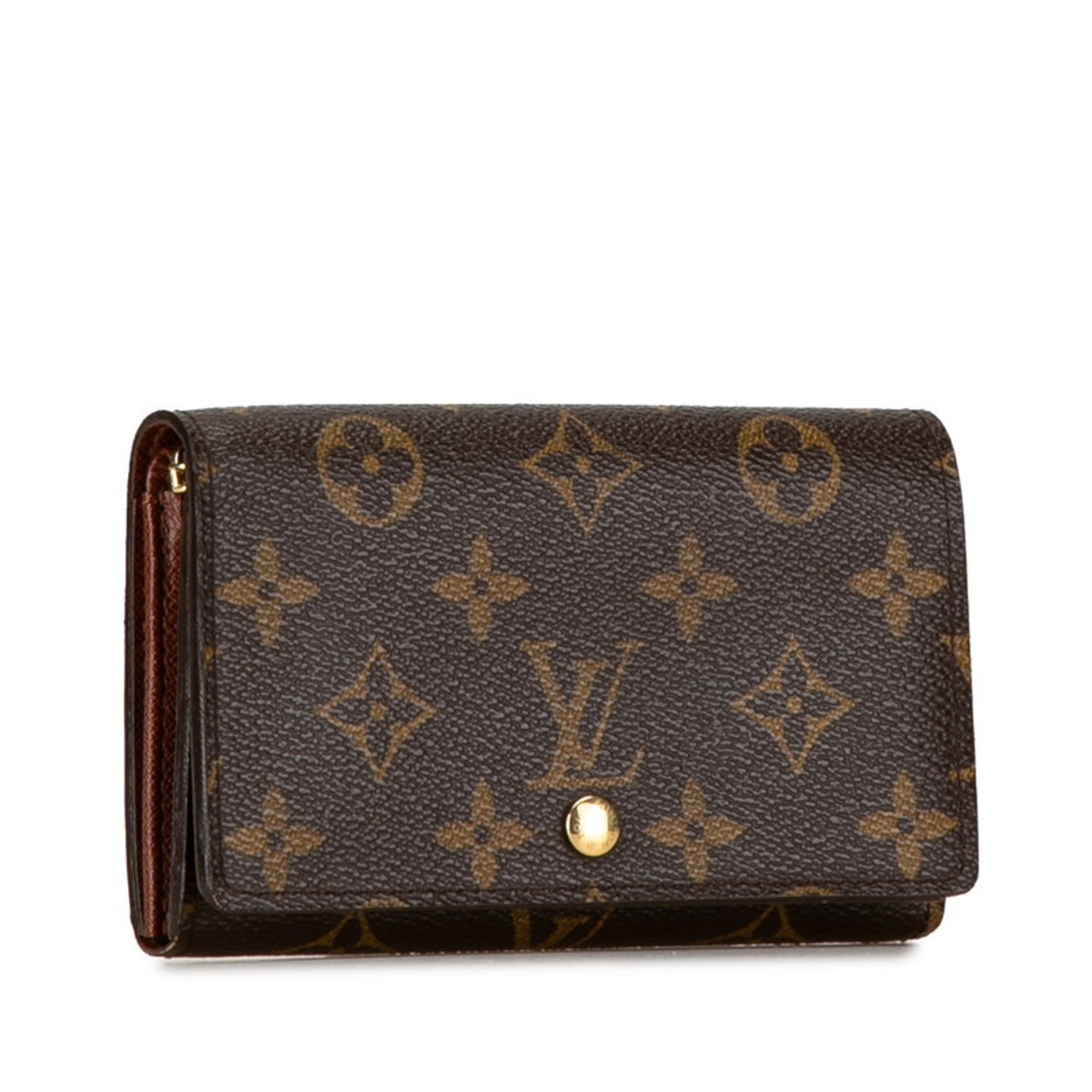 Louis Vuitton Monogram Porte Monnaie Bi-fold Wallet M61730 Brown PVC Leather Women's LOUIS VUITTON