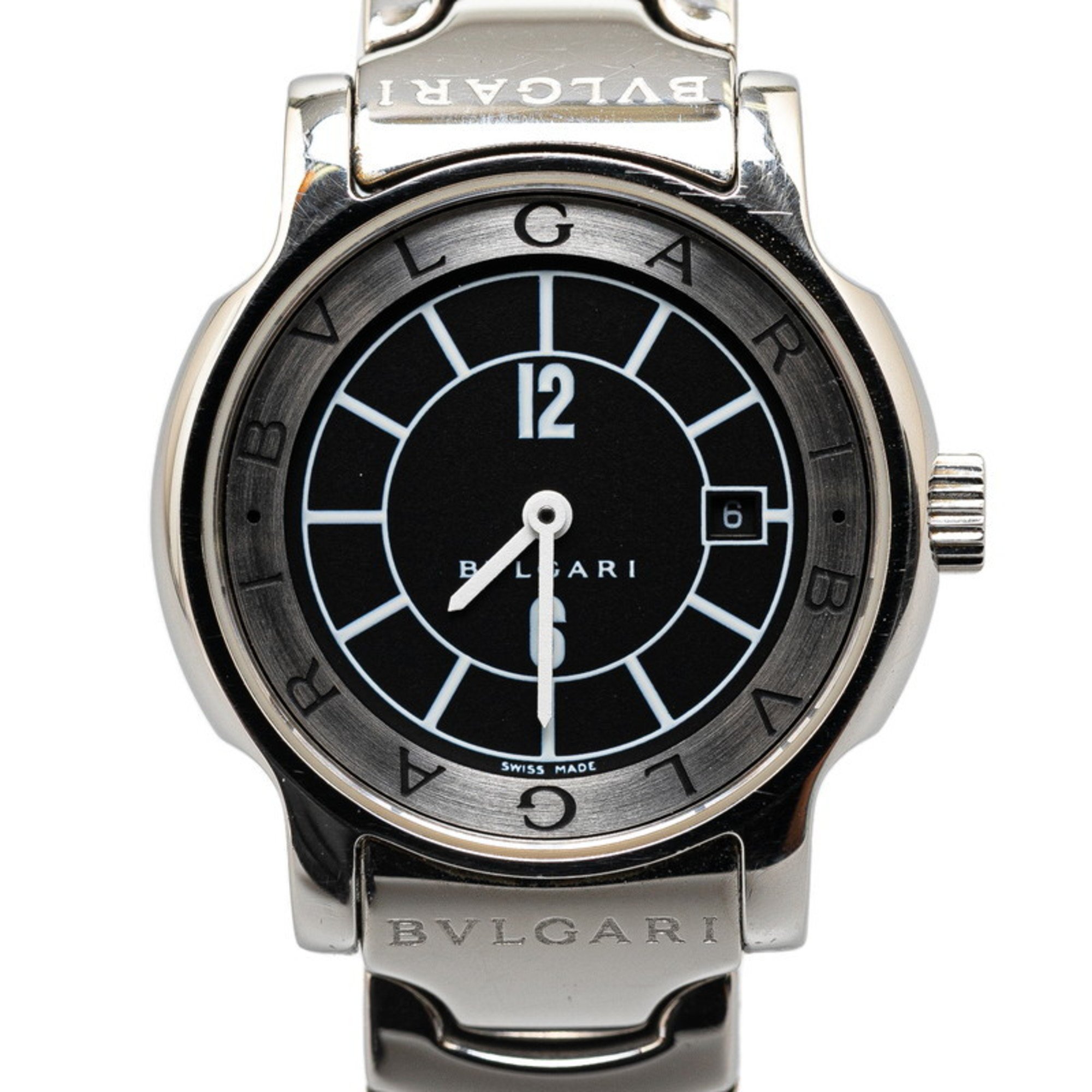 BVLGARI Solotempo Watch ST29S Quartz Black Dial Stainless Steel Women's