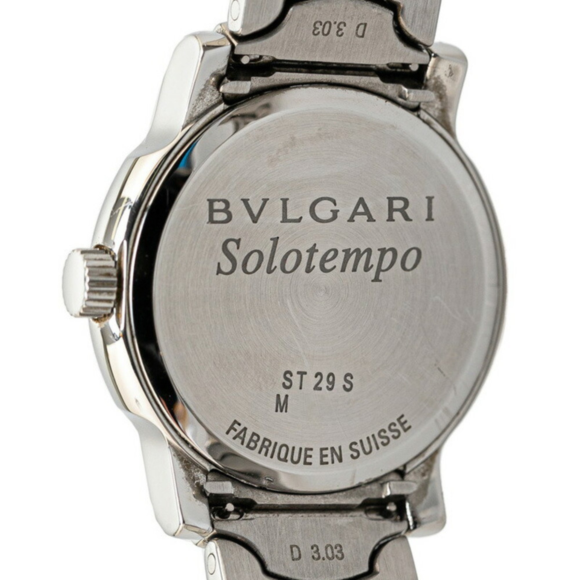 BVLGARI Solotempo Watch ST29S Quartz Black Dial Stainless Steel Women's