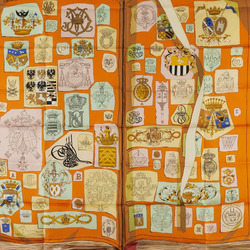 Hermes Carré 90 CHIFFRES ET MONOGRAMMES-ANNEE 1886 Drawings and symbols scarf muffler orange multicolor silk women's HERMES