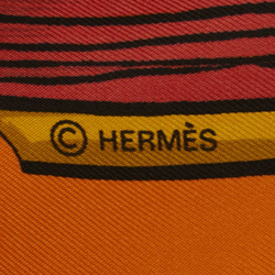 Hermes Carré 90 CHIFFRES ET MONOGRAMMES-ANNEE 1886 Drawings and symbols scarf muffler orange multicolor silk women's HERMES