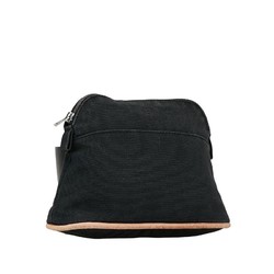 Hermes Bolide Pouch Black Canvas Leather Women's HERMES