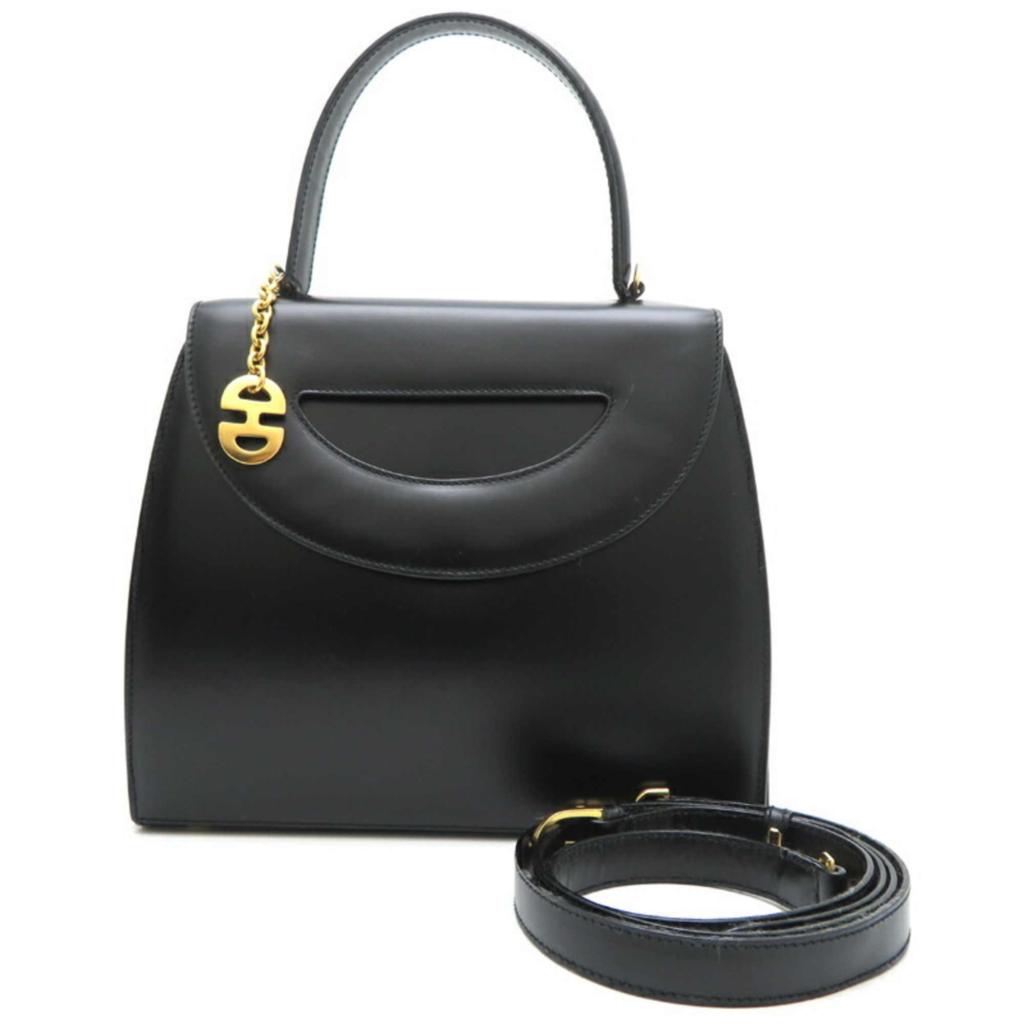 Celine 2-way women's handbag in leather and black with shoulder strap