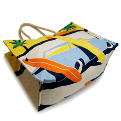 Hermes Beach Bag Apres La Vague Women's and Men's Tote Cotton Yellow