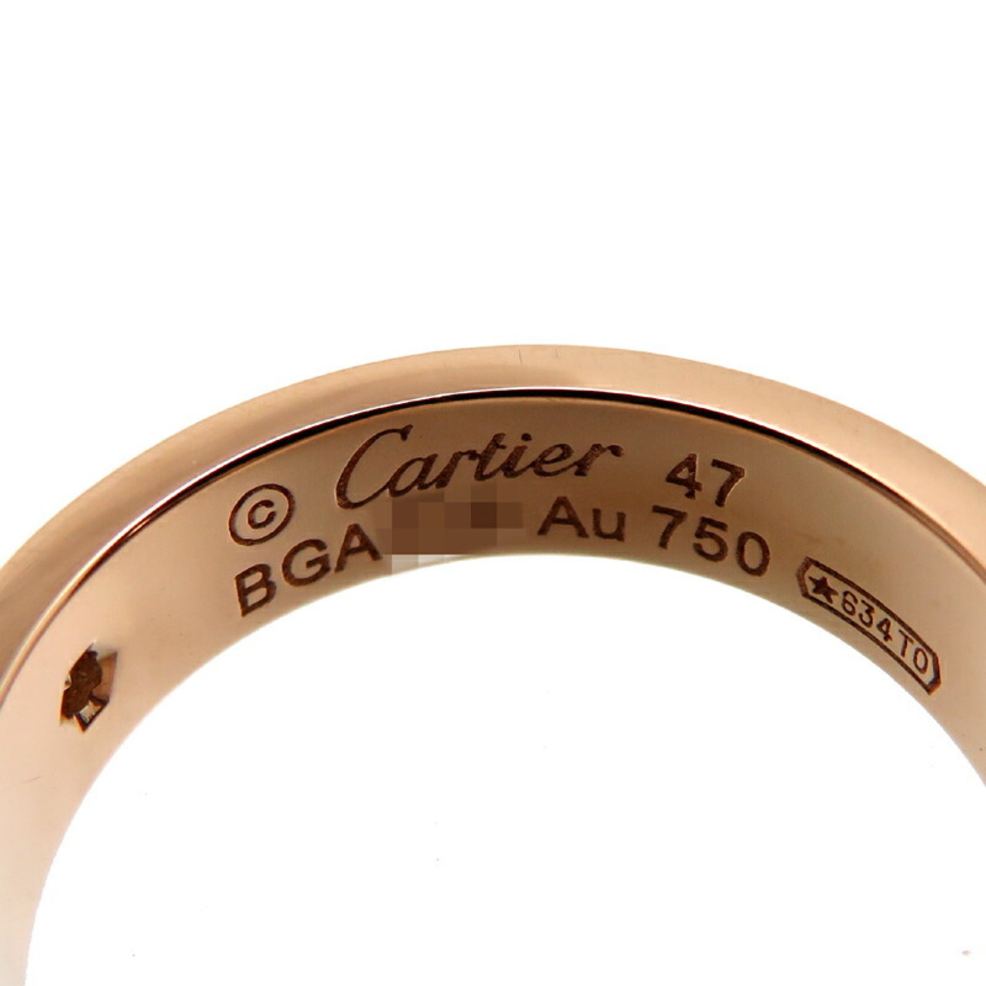 Cartier #47 0.02ct Diamond Love Wedding Ladies Ring B4056147 750 Pink Gold Size 7