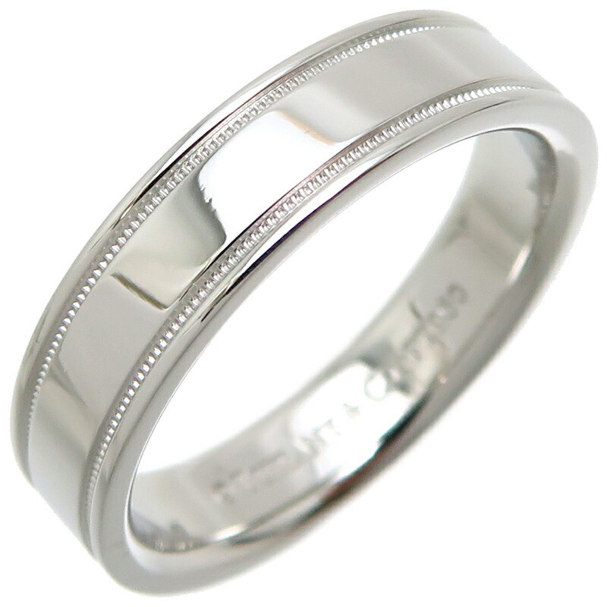 Tiffany Double Milled Grain Band Ladies Ring, Pt950 Platinum, Size 8