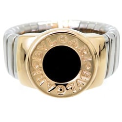 Bvlgari #M Tubogas Onyx Men's Ring 750 Yellow Gold Size 17.5