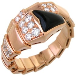 Bvlgari #51-53 approx. 0.91ct diamond onyx serpenti viper ladies ring 347720 750 pink gold