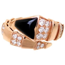 Bvlgari #51-53 approx. 0.91ct diamond onyx serpenti viper ladies ring 347720 750 pink gold