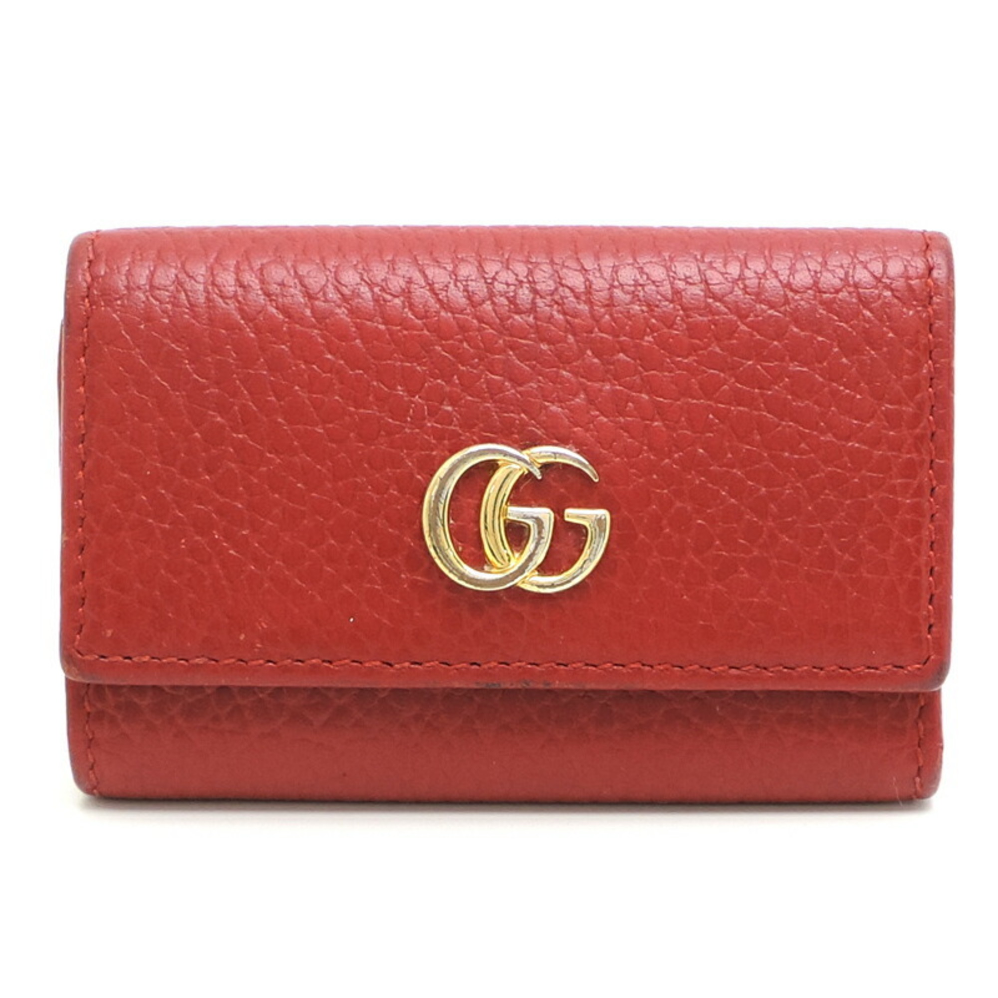 Gucci GG Marmont Double G Women's Key Case 456118 Leather Red