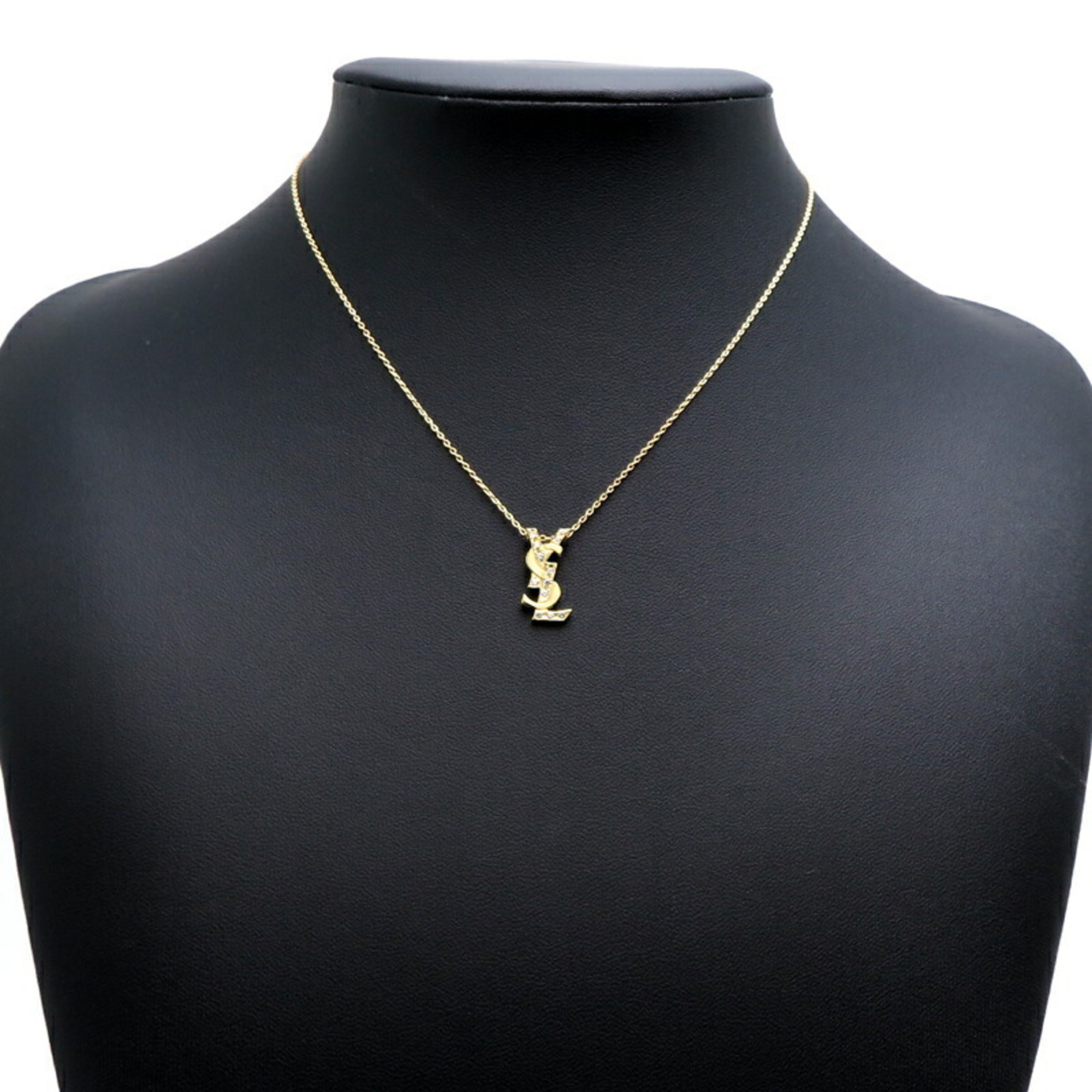 Yves Saint Laurent 0.11ct Diamond YSL Women's Necklace 750 Yellow Gold