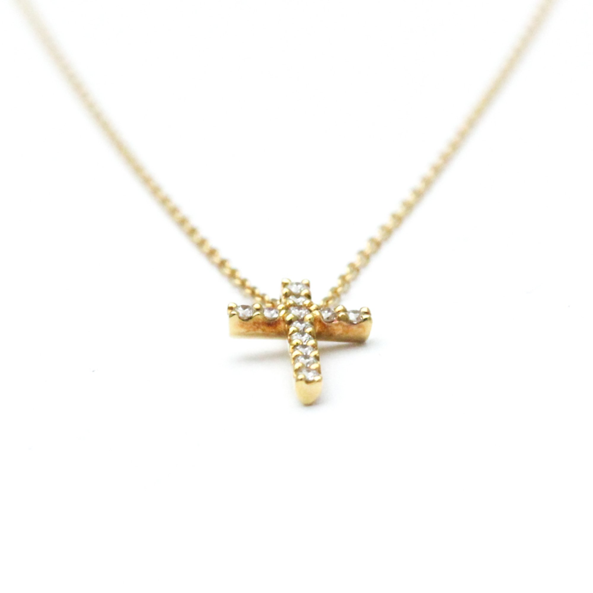 Star Jewelry Diamond Cross Mini Necklace Yellow Gold (18K) Diamond Men,Women Fashion Pendant Necklace (Gold)