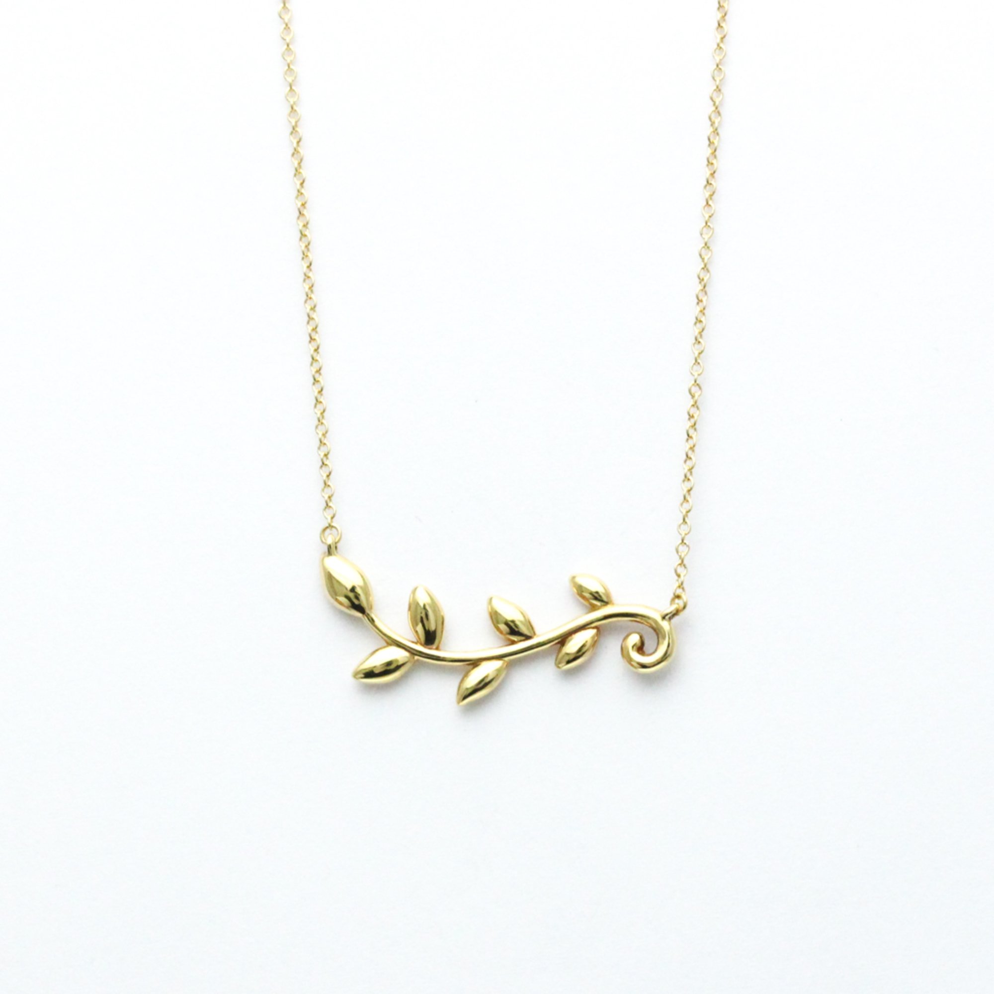 Tiffany Olive Leaf Necklace Yellow Gold (18K) No Stone Men,Women Fashion Pendant Necklace (Gold)