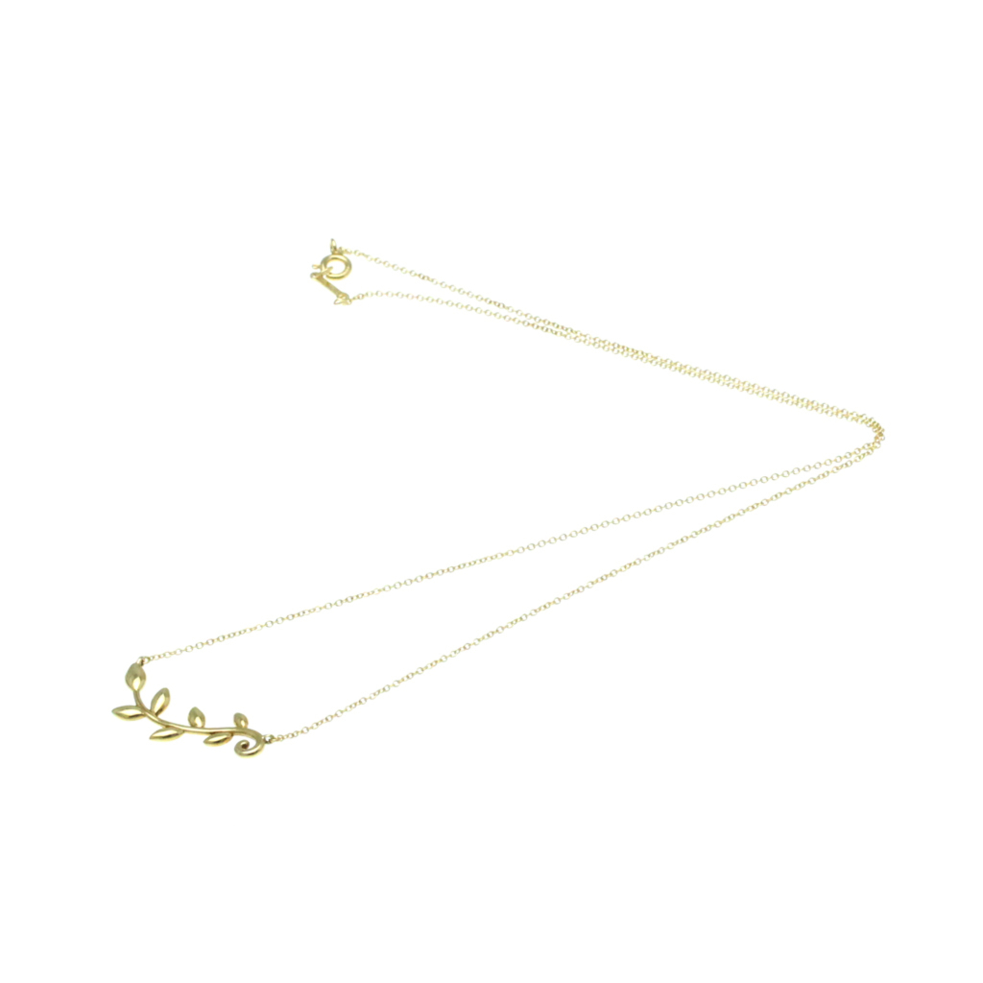 Tiffany Olive Leaf Necklace Yellow Gold (18K) No Stone Men,Women Fashion Pendant Necklace (Gold)