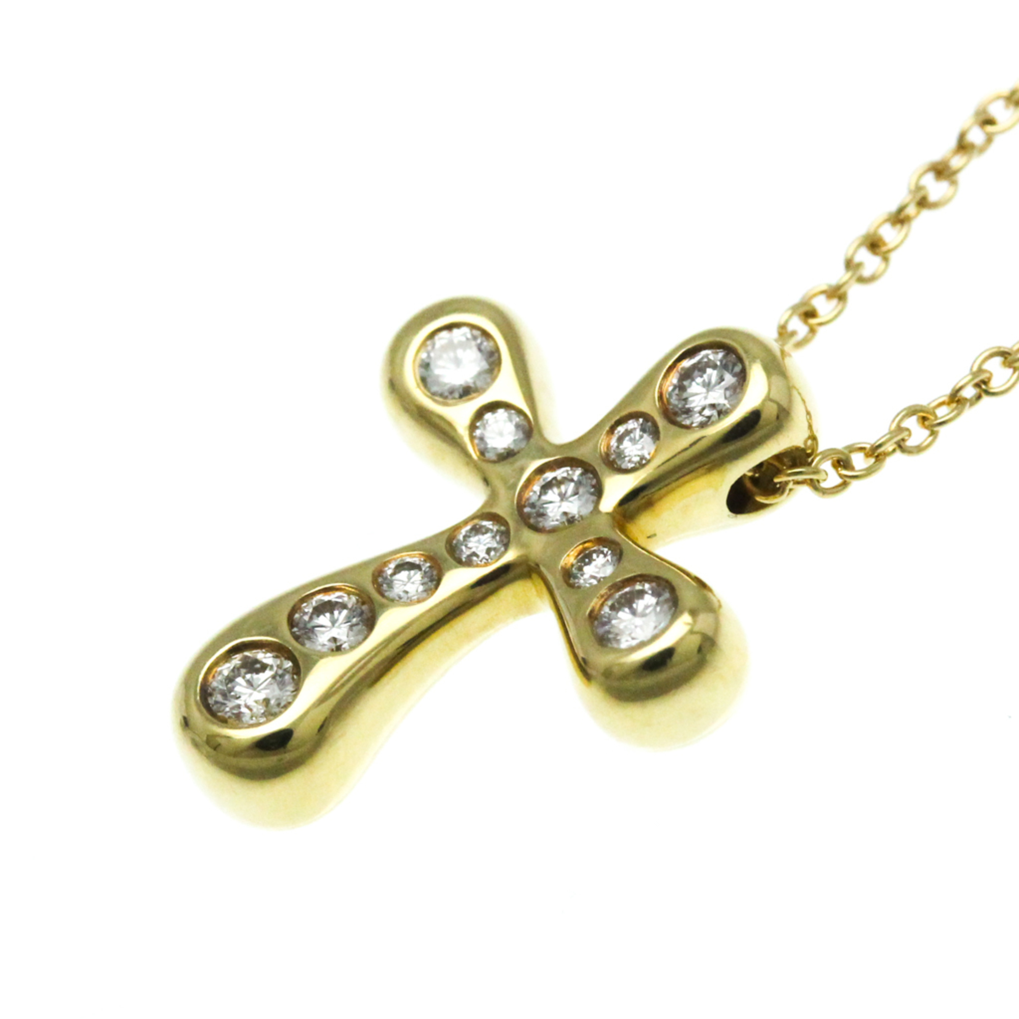 Tiffany Cross Diamond Necklace Yellow Gold (18K) Diamond Men,Women Fashion Pendant Necklace (Gold)