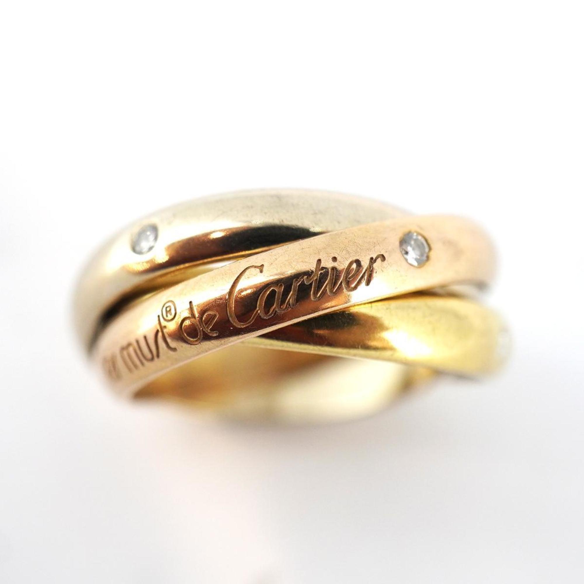 Cartier Ring Trinity #52 3PD Diamond K18YG Yellow Gold K18WG White K18PG Pink Women's