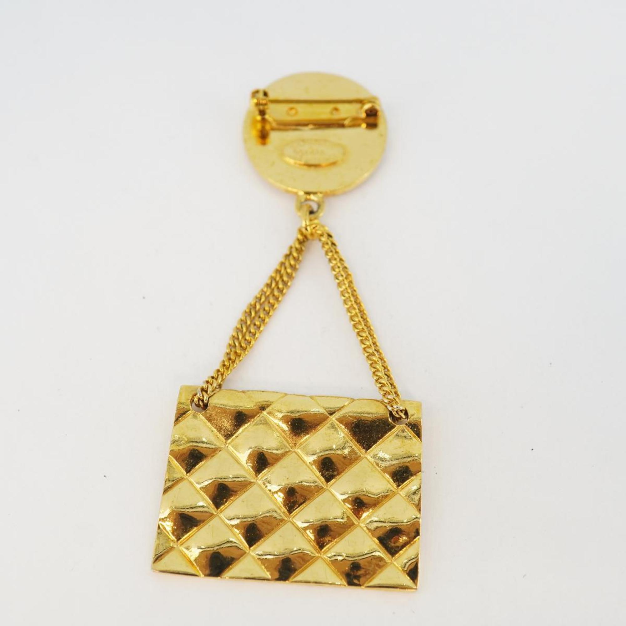 Chanel Brooch Coco Mark Matelasse GP Plated Gold 95A Women's