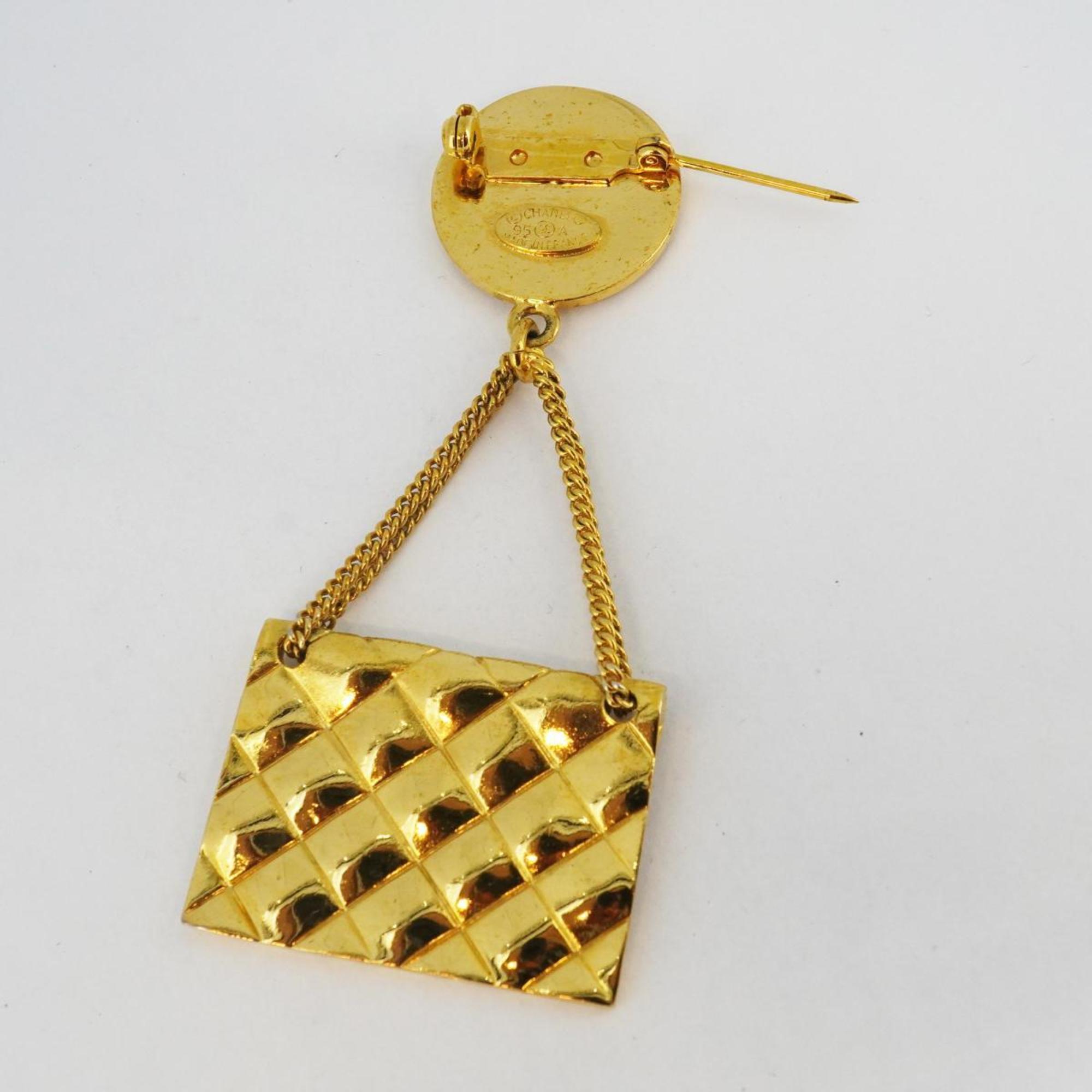 Chanel Brooch Coco Mark Matelasse GP Plated Gold 95A Women's