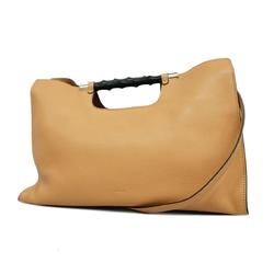 Gucci handbag bamboo leather beige ladies