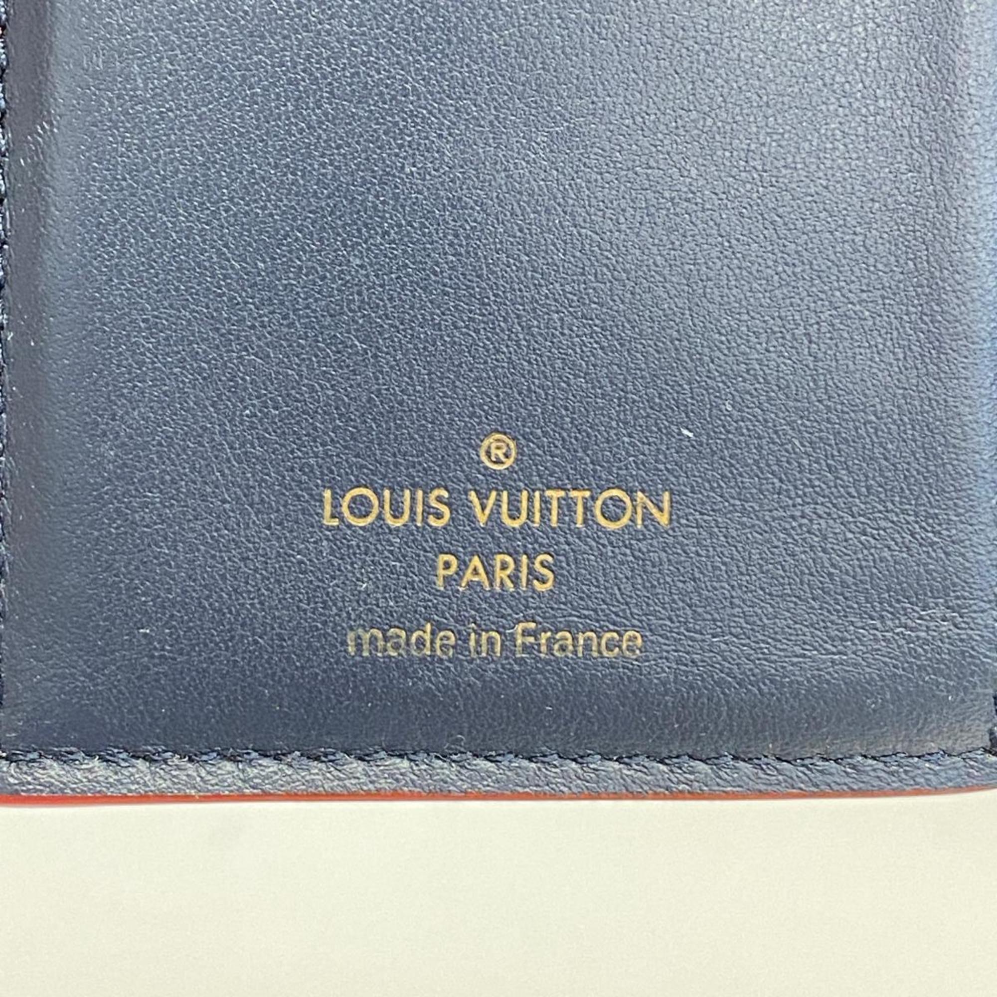 Louis Vuitton Tri-fold Wallet Portefeuille Capucines Compact M63741 Marine Rouge Ladies