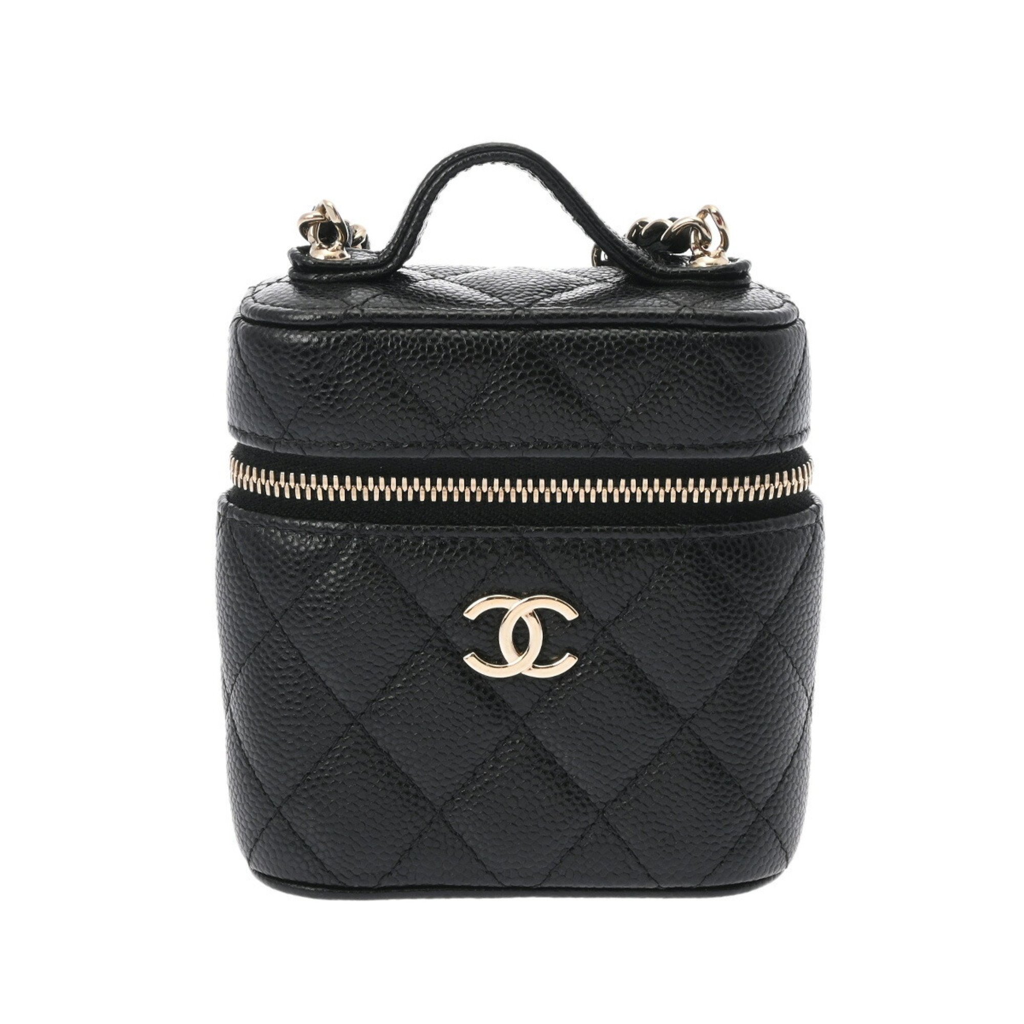 CHANEL Chanel Matelasse Small Vanity Case Chain Shoulder Black Women's Caviar Skin Bag