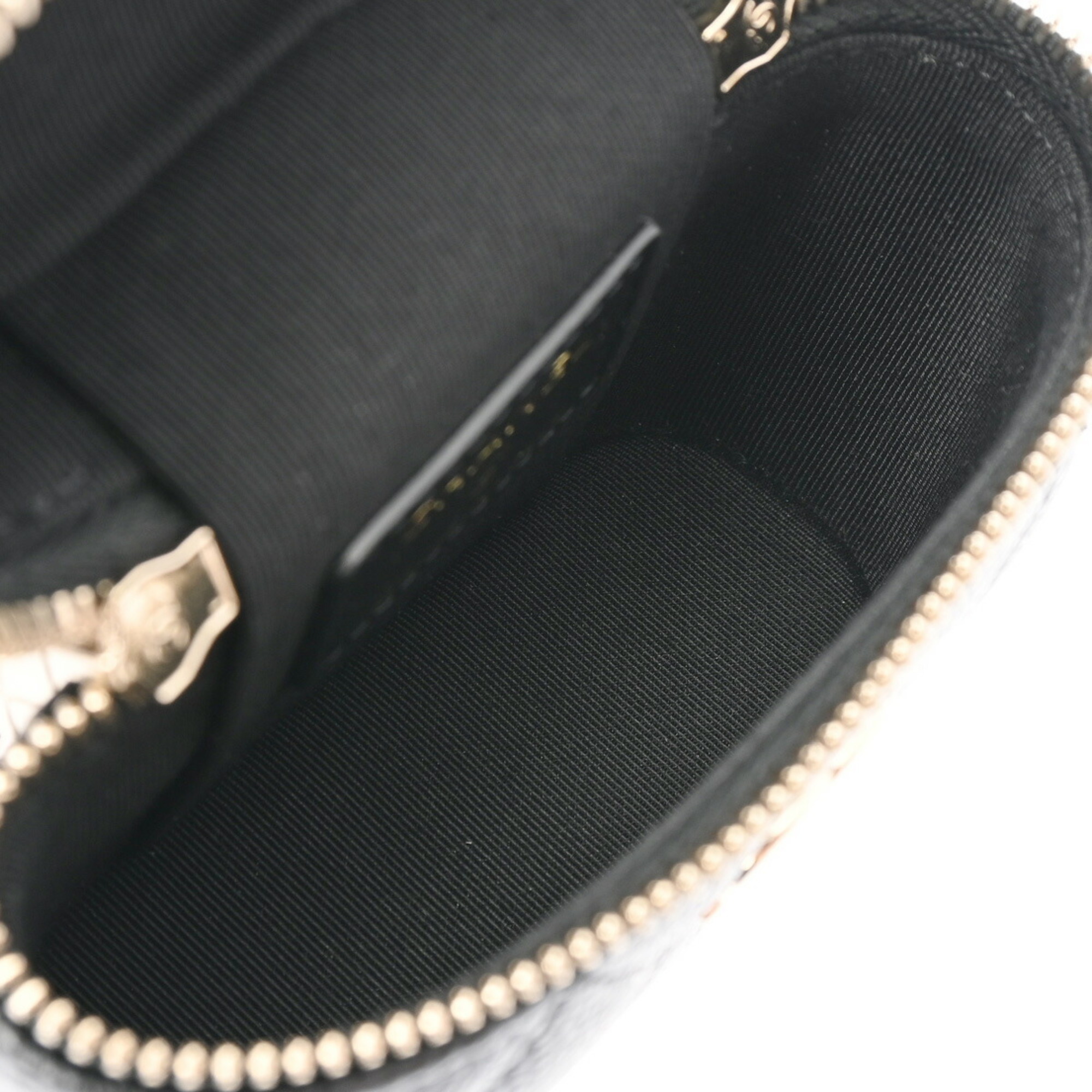 CHANEL Chanel Matelasse Small Vanity Case Chain Shoulder Black Women's Caviar Skin Bag