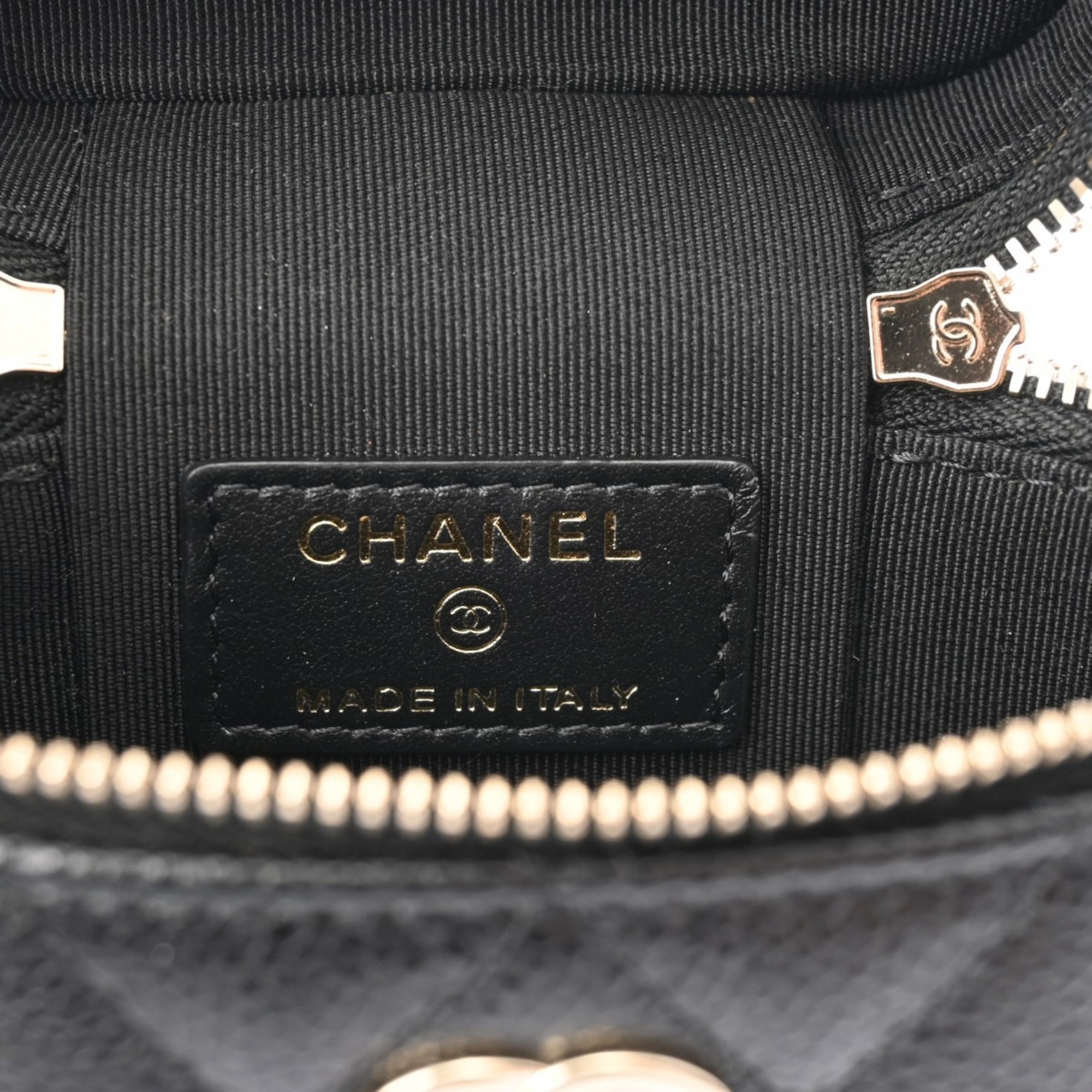 CHANEL Chanel Matelasse Small Vanity Case Chain Shoulder Black Women's Caviar Skin Bag