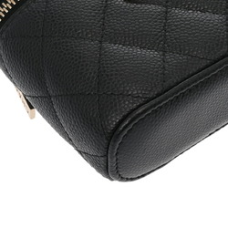 CHANEL Chanel Matelasse Small Vanity Case Chain Shoulder Black Women's Caviar Skin Bag