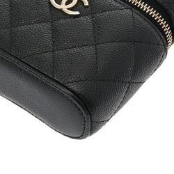 CHANEL Chanel Matelasse Small Vanity Case Chain Shoulder Black Women's Caviar Skin Bag