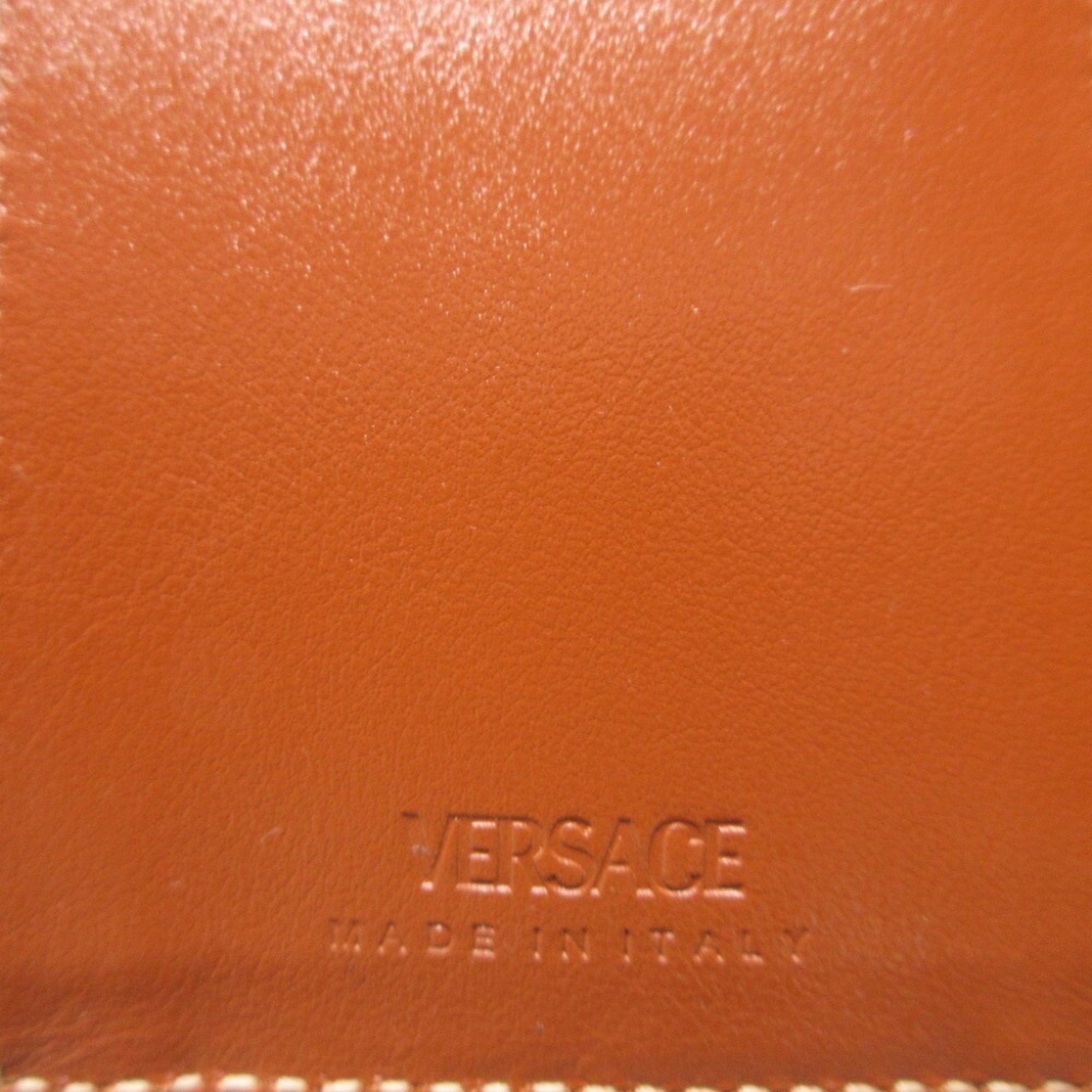 Versace Leather Brown Black Compact Wallet Tri-fold 0839VERSACE