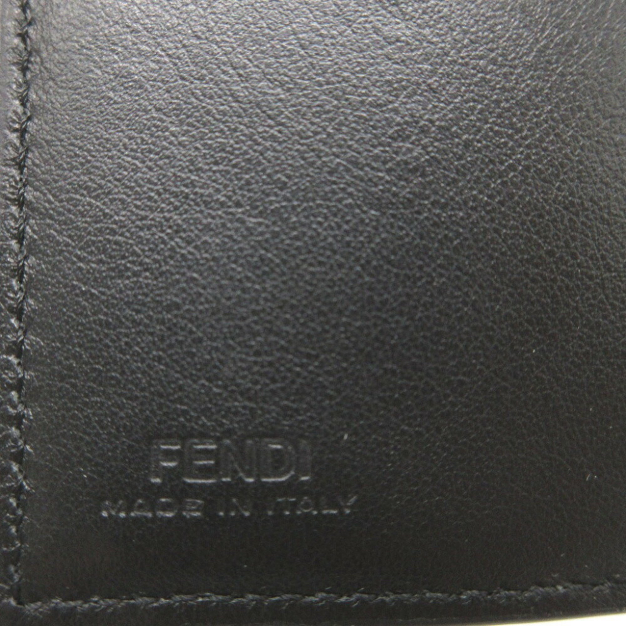 Fendi 7M0280 Signature Leather Black Compact Wallet Tri-fold 1266-8FENDI