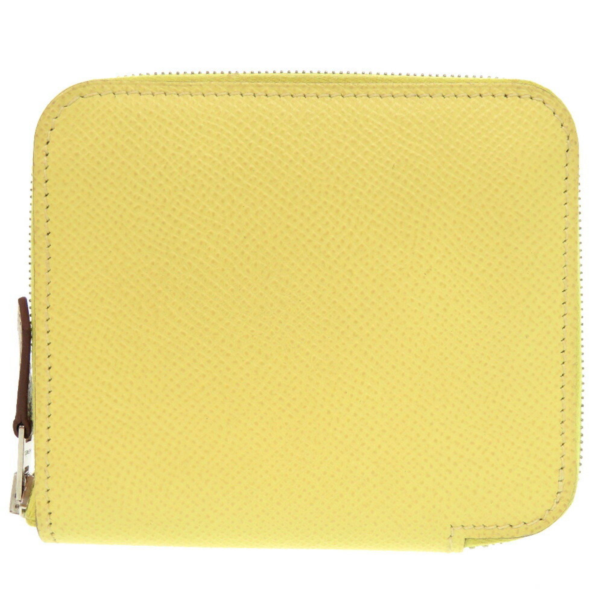 Hermes Azap Compact Silk In Epsom Leather Jaune Poussin Z Stamp () Bi-fold Wallet 0687 HERMES