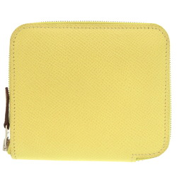 Hermes Azap Compact Silk In Epsom Leather Jaune Poussin Z Stamp () Bi-fold Wallet 0687 HERMES