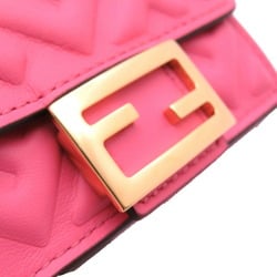 Fendi Baguette Micro Zucca 8M0395 Tri-fold Wallet Leather Pink Gold 2304FENDI