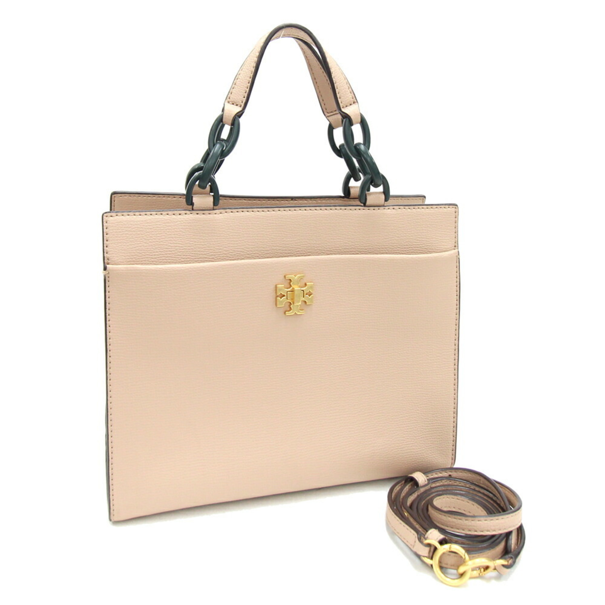 TORY BURCH Handbag 10005634 Beige Khaki Leather Shoulder Bag Bicolor Women's