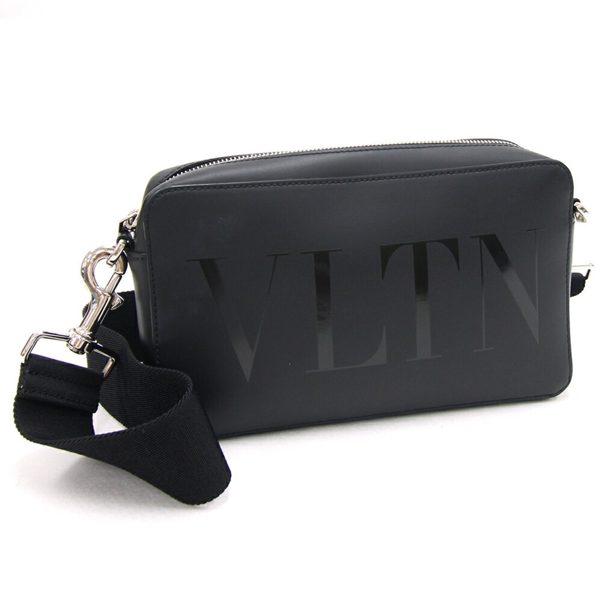 Valentino Garavani Shoulder Bag B0704 Black Leather VLTN Men's Women's