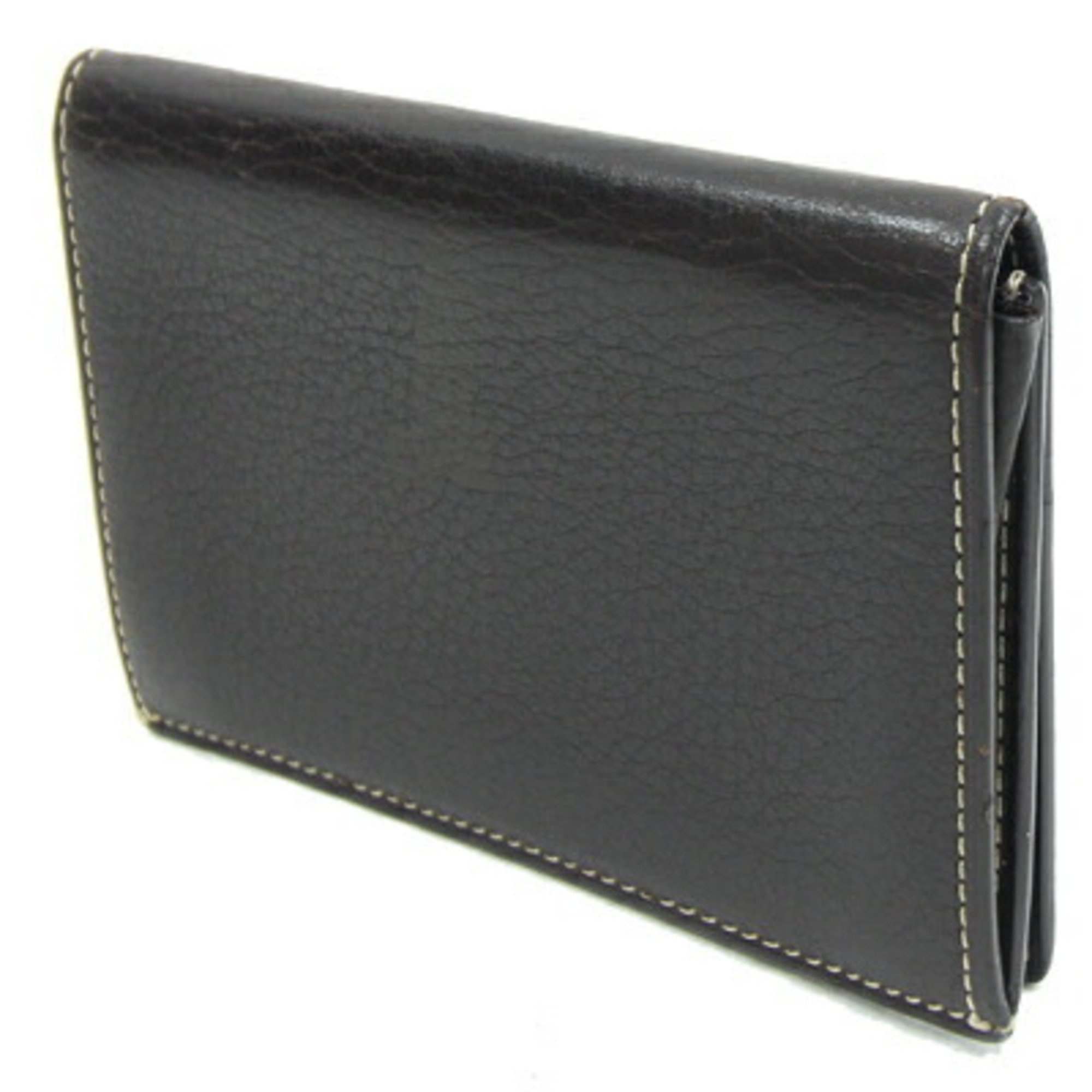 Cartier Business Card Holder C de Dark Brown Leather Pass Case Men's