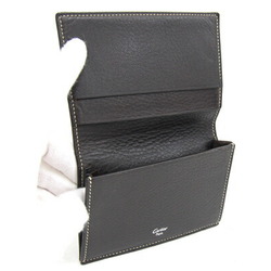 Cartier Business Card Holder C de Dark Brown Leather Pass Case Men's