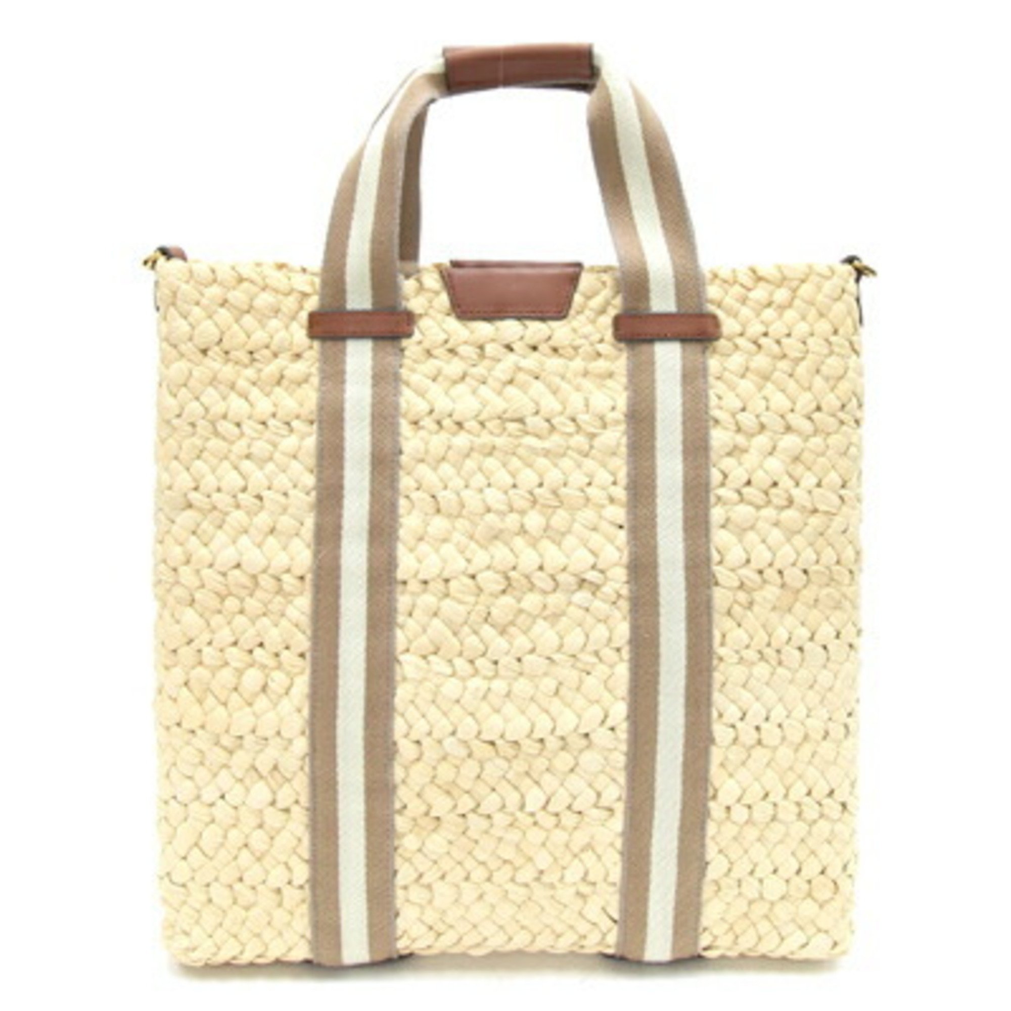 Anya Hindmarch Handbag Wilton Tote Basket Small 5050925156479 Natural Brown Raffia Leather Shoulder Bag Stripe Women's ANYA HINDMARCH