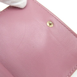 Christian Dior Dior Tri-fold Wallet Lady Lotus S0181OVRB Pink Cannage Patent Calfskin Compact Enamel Small Women's Christian