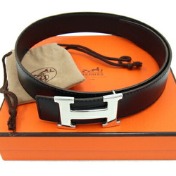 Hermes Belt Constance H Black Dark Brown Box Calf Taurillon Clemence 70cm □E Stamp 2001 Manufactured Men's Reversible HERMES