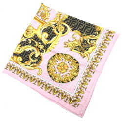 FENDI VERSACE Scarf Muffler Collaboration Pink Brown Silk Medusa Zucca Pattern Accessory Women Men FENDACE