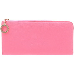 BVLGARI Leather Pink L-Shaped Long Wallet 1097BVLGARI