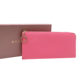 BVLGARI Leather Pink L-Shaped Long Wallet 1097BVLGARI