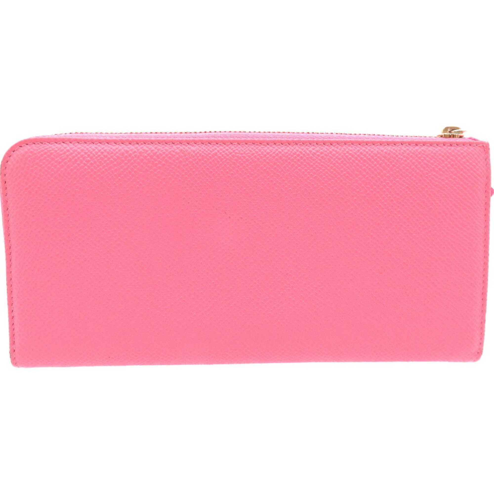 BVLGARI Leather Pink L-Shaped Long Wallet 1097BVLGARI