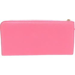 BVLGARI Leather Pink L-Shaped Long Wallet 1097BVLGARI