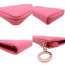 BVLGARI Leather Pink L-Shaped Long Wallet 1097BVLGARI