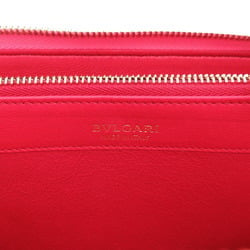 BVLGARI Leather Pink L-Shaped Long Wallet 1097BVLGARI