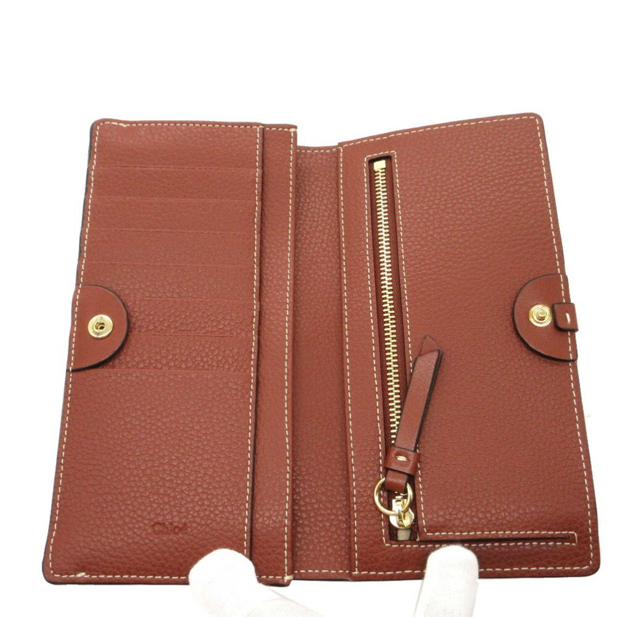 Chloé Chloe Darryl Long Wallet Leather/Calf Leather Sepia Brown 1781Chloe